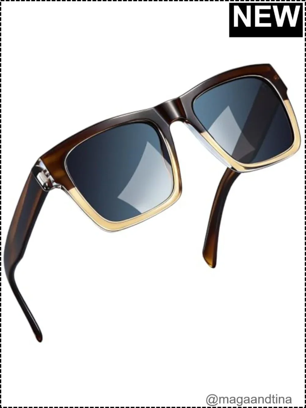 Oversized Acetate Square Sunglasses Polarized UV Protection